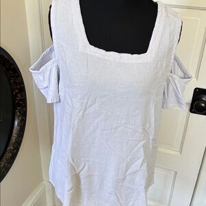 227 Oh My Gauze! Lilac Cold-Shoulder Square Neck Short Sleeve Top